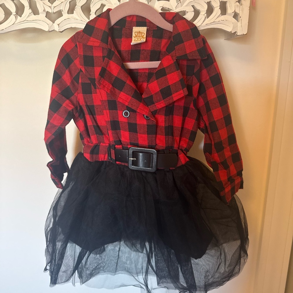 Plaid Red and Black Kids Christmas Dress